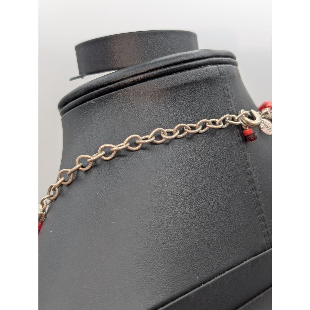 Chico's Five Strand Red Gold Silver Bronze Purple Stone Bead 22"-26" Necklace - Picture 10 of 11